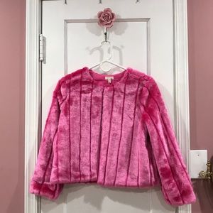 Girls Hot Pink Faux Fur Coat